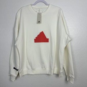 adidas Men's Off White Fleece Crew Sweatshirt